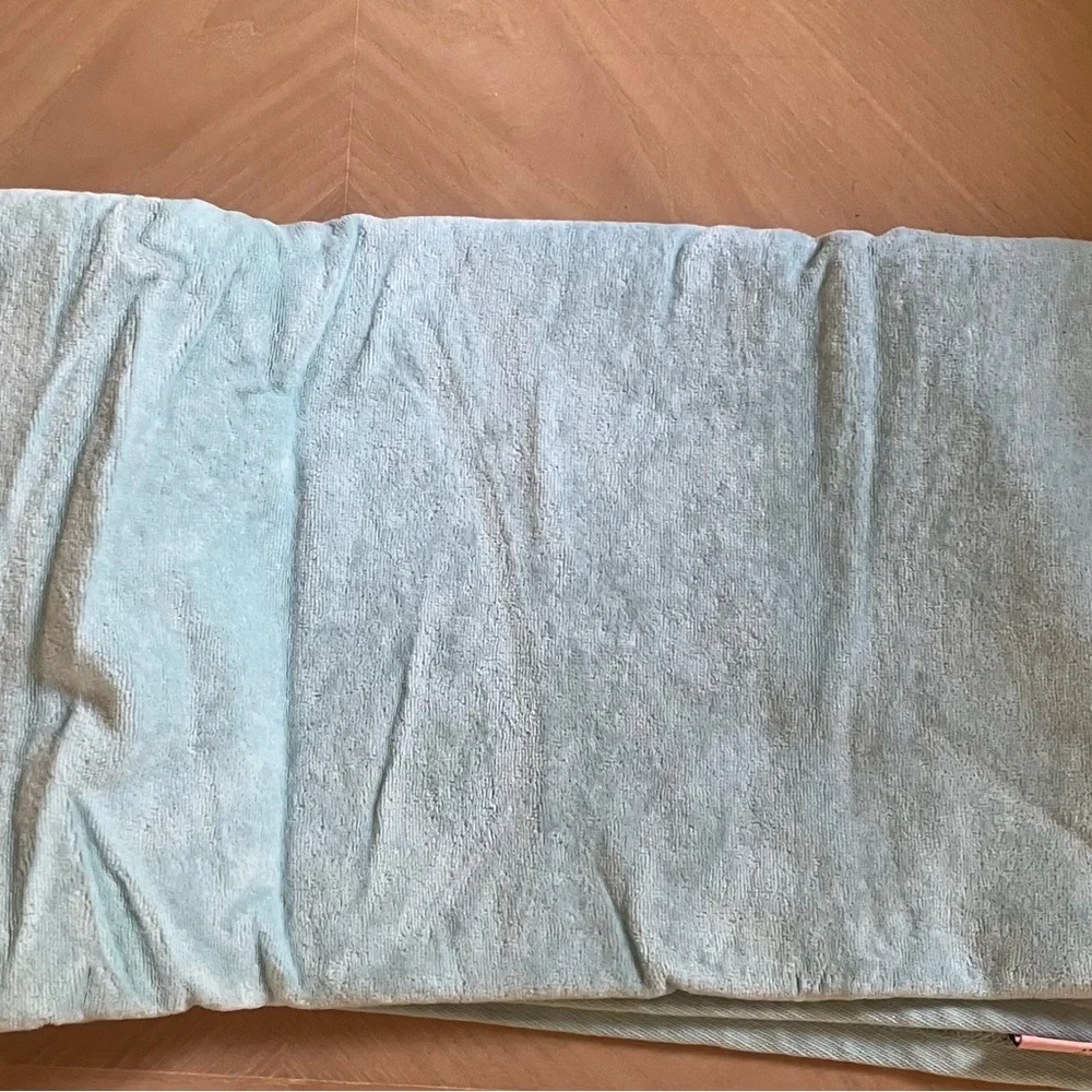 JUICY COUTURE Set of 2 Light Aqua Blue and White Embroidered Logo Bath Towels